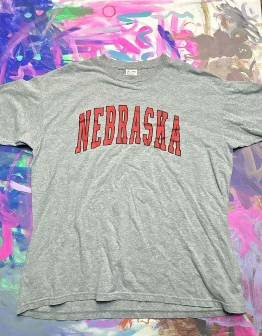 The Cotton Exchange Nebraska T-Shirt Size XX-Large Gray College Spellout